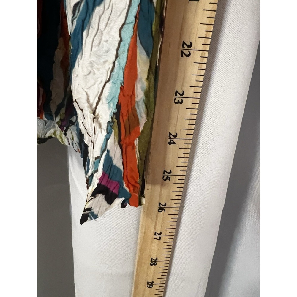ALBERTO MAKALI Shirt Sz S Artsy Flowy Gauzey Colorful Pleated Art To Wear Spring - Picture 8 of 10